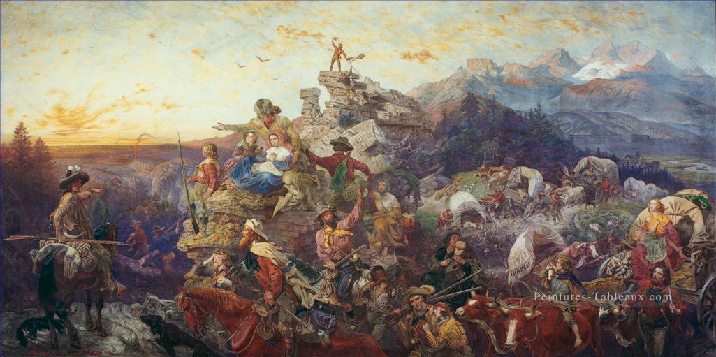 Westward the Course of Empire Takes Its Way guerre militaire Emanuel Leutze Peintures à l'huile